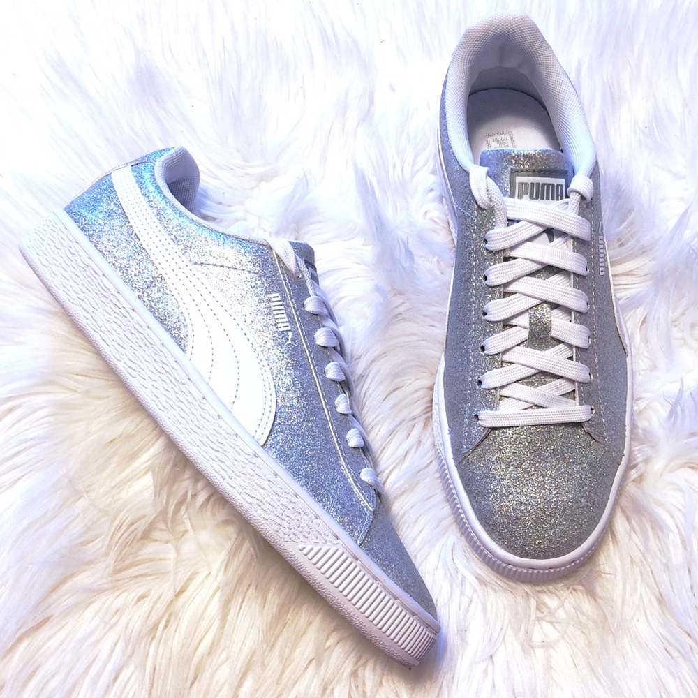 PUMA Basket Platform Glitter Sneakers💎 Womens 8.5